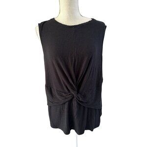 Simply Vera Vera Wang Womens Black Ribbed Sleeveless Twist Front Tank Top XXL